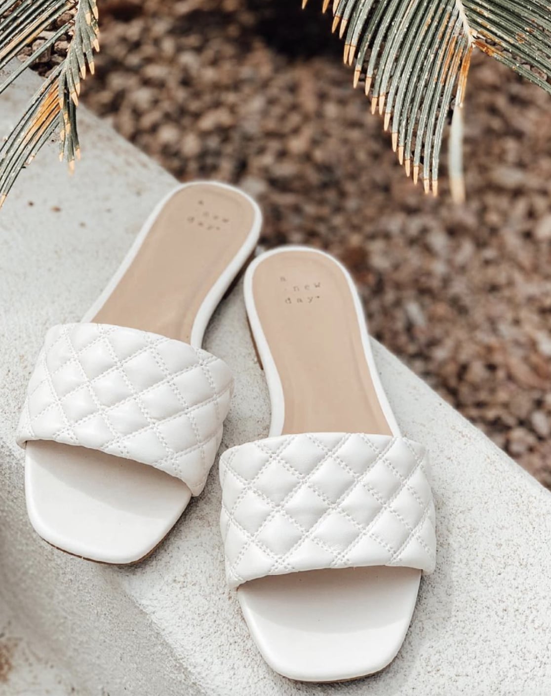 White slip on sale sandals flat