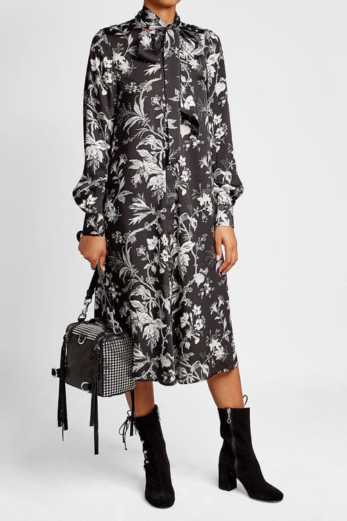 McQ Alexander McQueen Printed Dress with Tie-Neck