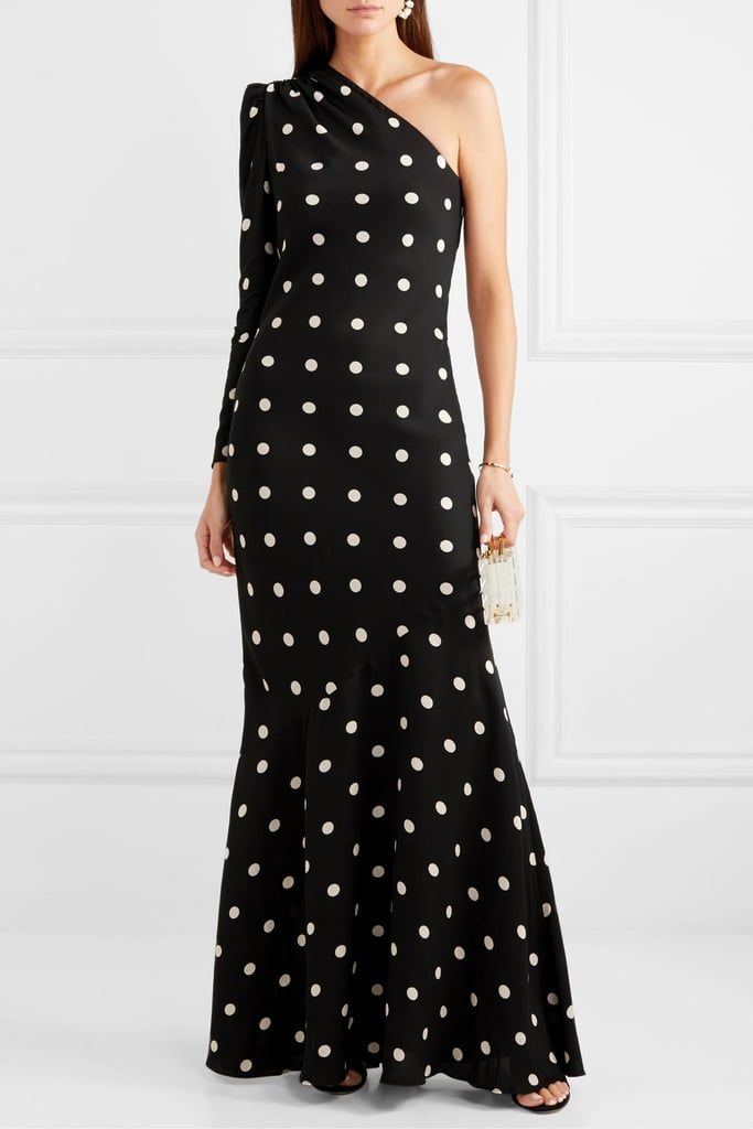 Rebecca Vallance Penelope One-Shoulder Polka-Dot Crepe Maxi Dress