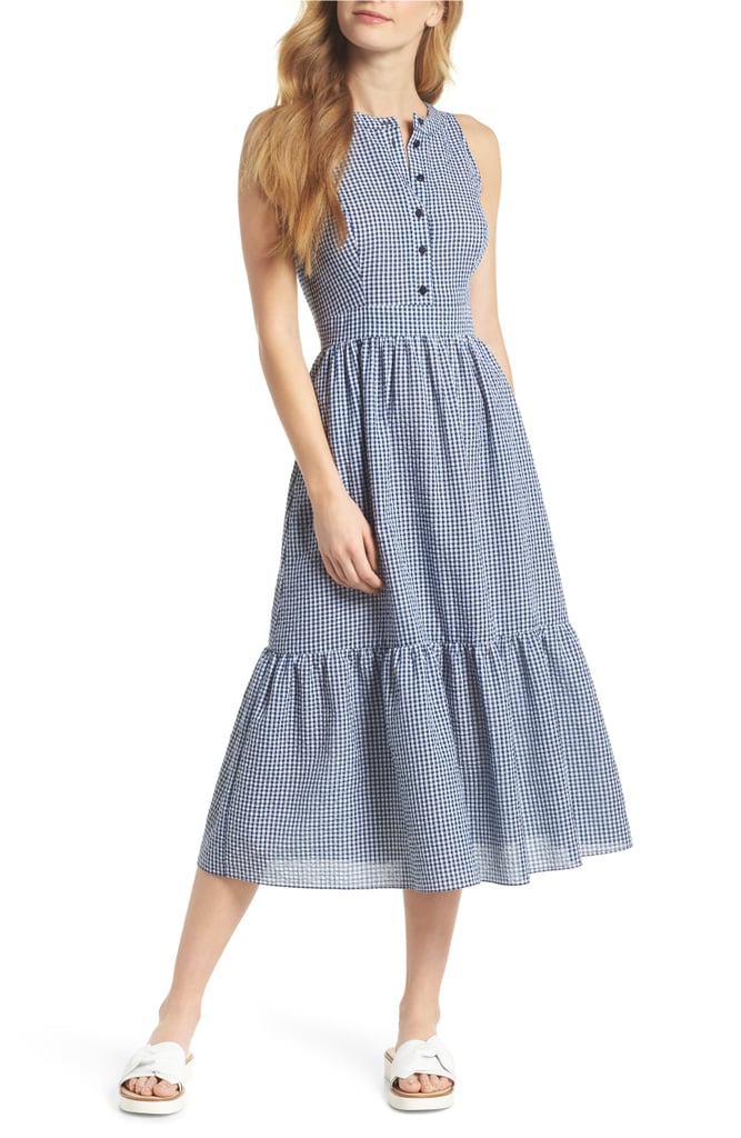 Ardith Gingham Fit & Flare Midi Dress | Gal Meets Glam Collection on ...