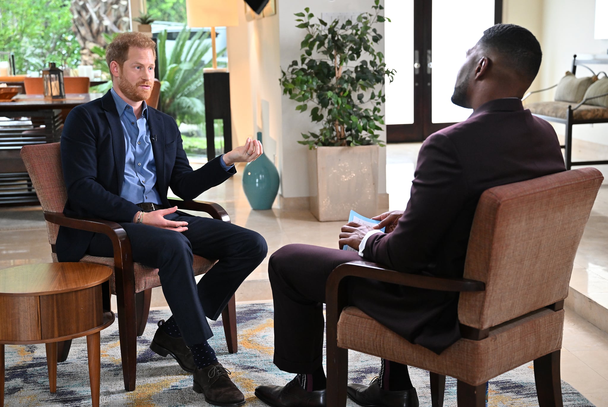 GOOD MORNING AMERICA  - Michael Strahan interviews Prince Harry in Los Angeles, California on Tuesday, January 3, 2023.  The interview airs Monday, January 9, 2023 on ABC's ''Good Morning America.'' (ABC/Richard Harbaugh) PRINCE HARRY, MICHAEL STRAHAN