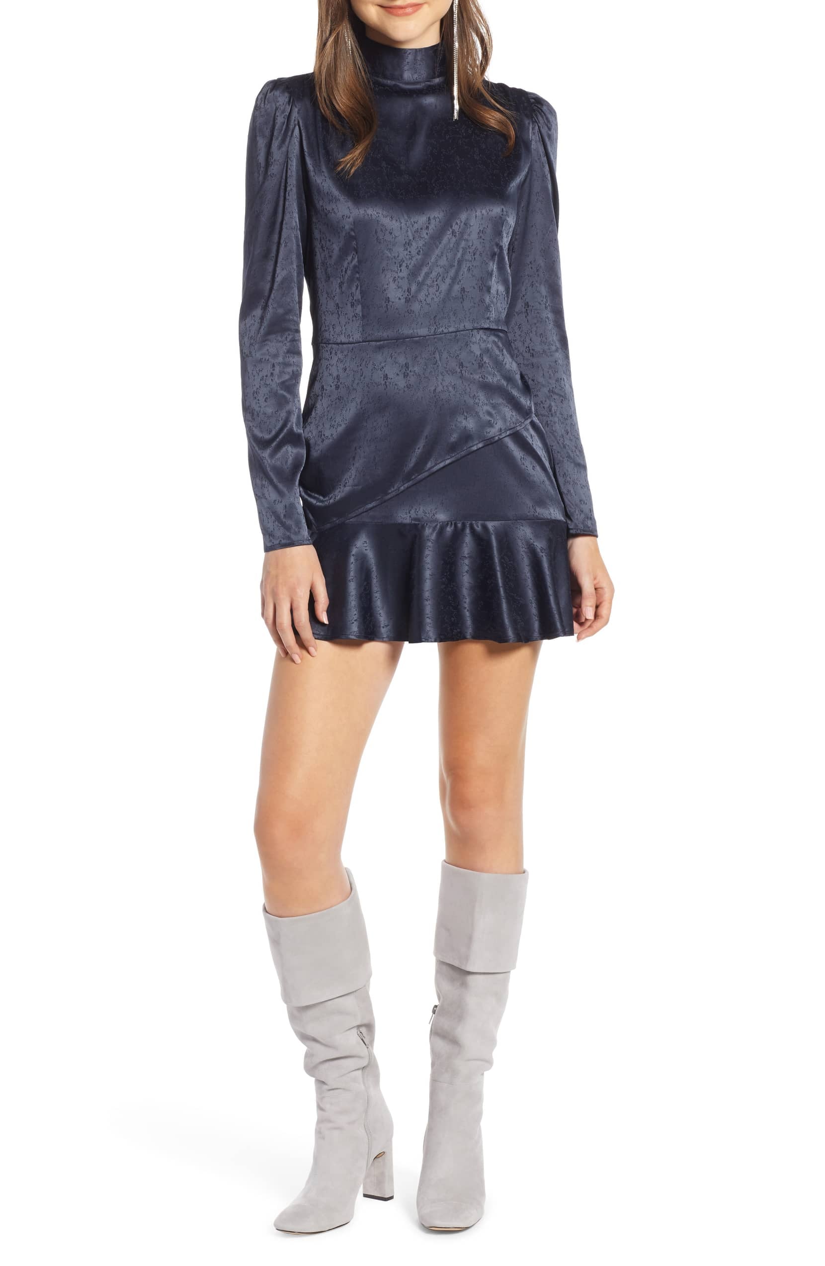 something navy ruffle mini skirt