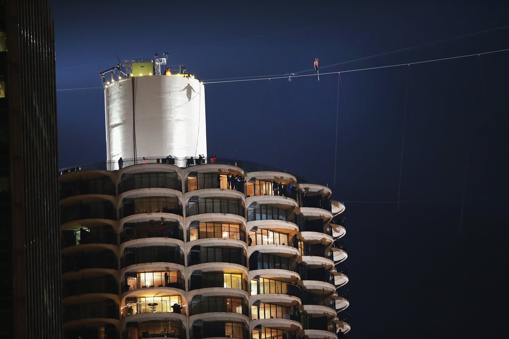 Nik Wallenda Walks a Tightrope Between Chicago Buildings