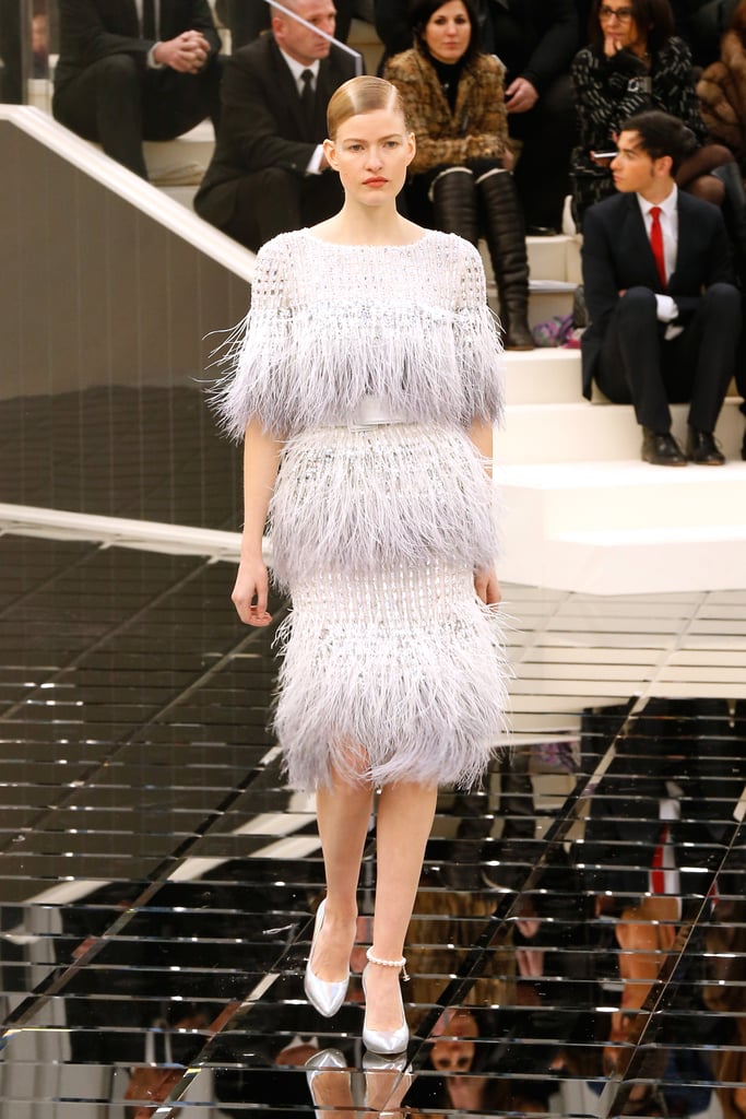Ostrich Feathers Lined Dresses in Tiers