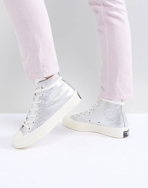 Converse Chuck '70 Metallic Hi Sneakers in Silver