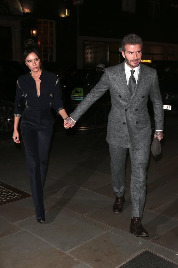 Victoria Beckham Blue Snakeskin Blouse With David Beckham