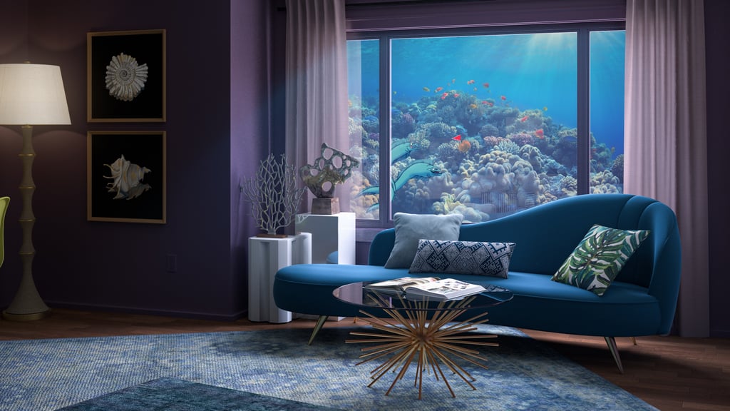 mermaid living room curtains