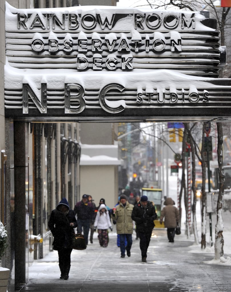 The iconic NBC Studios sign in NYC was covered with snow in the midst of the polar vortex.