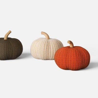 Threshold Knit Pumpkin with Jute Stem Novelty Throw Pillow
