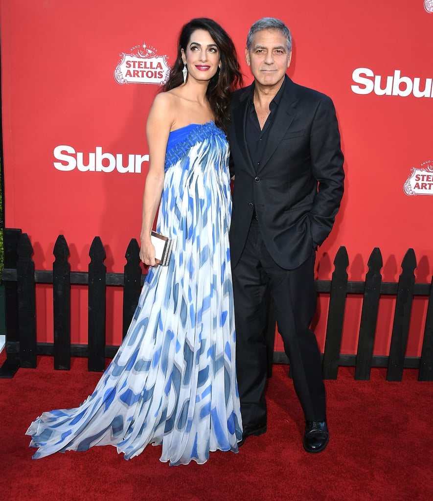 Amal Clooney's Blue Dress at the Suburbicon Premiere