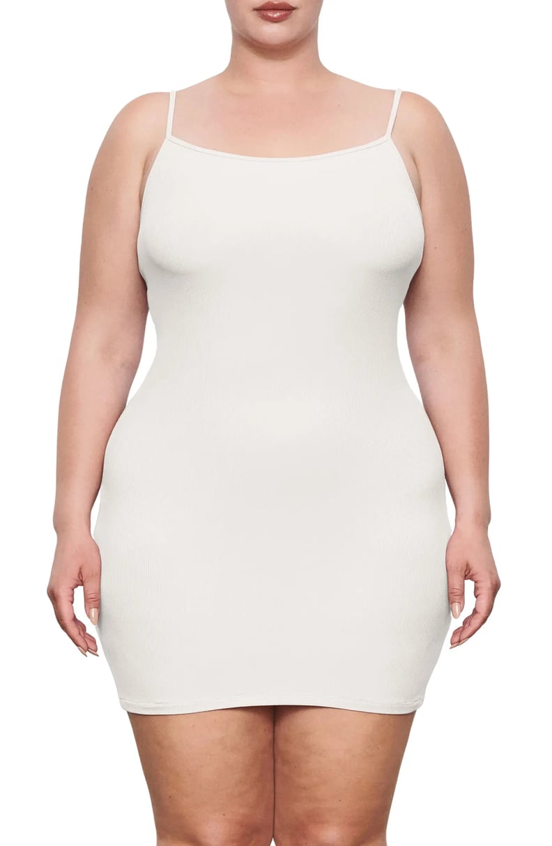 White Rib Slip Dress For Halloween Costume