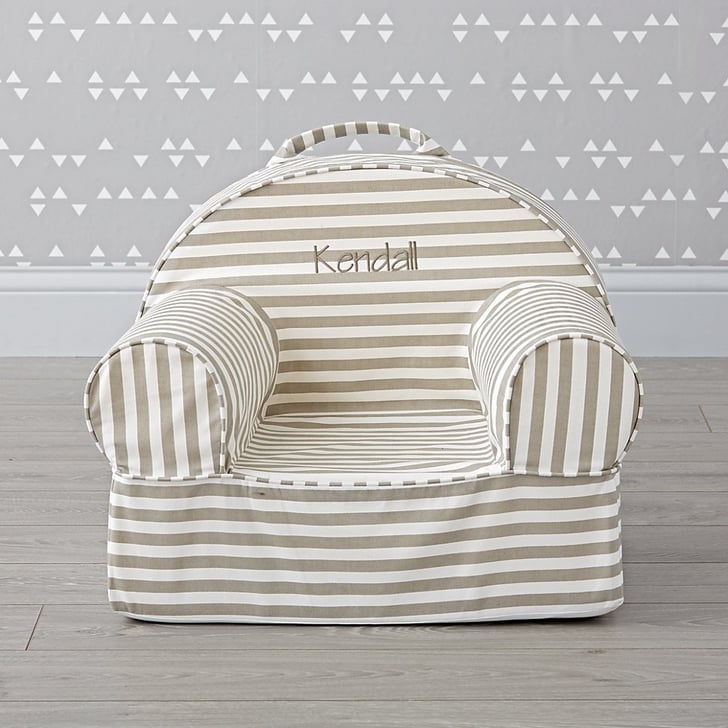 For 1-Year-Olds: Small Personalized Gray Stripe Nod Chair | Best Toys