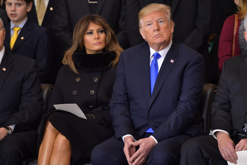 Melania Trump's Black Coat and Gloves at Memorial Service