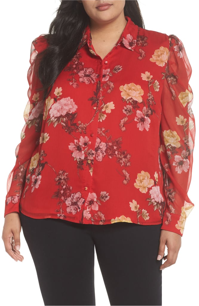 Vince Camuto Mutton Sleeve Garden Fleur Blouse
