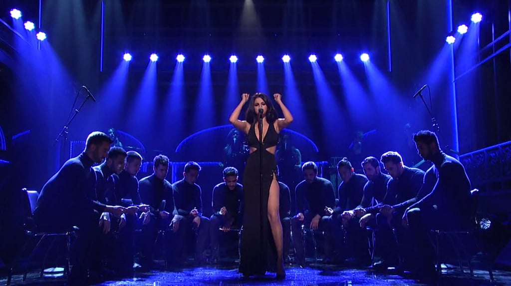 For her first full-length performance of the night, Selena sang a "Same Old Love" mashup wearing a super sexy black cutout dress.
