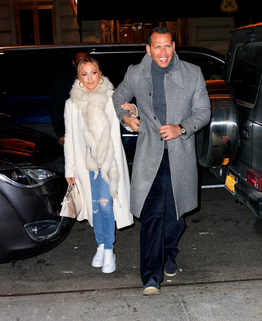 Jennifer Lopez's White Coat and Sneakers With Alex Rodriguez