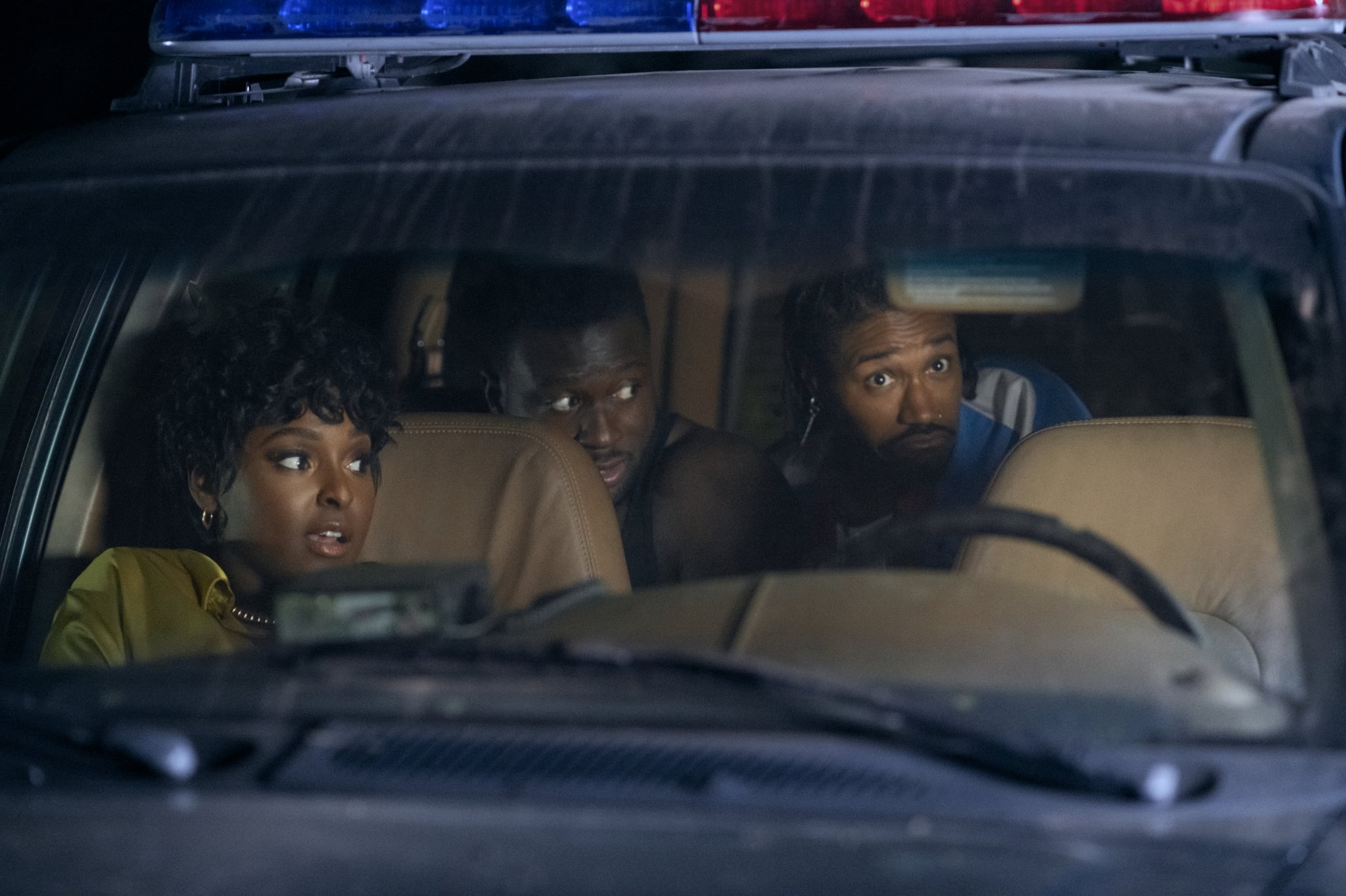 Antoinette Robertson as Lisa, Sinqua Walls as Nnamdi and Dewayne Perkins as Dewayne in The Blackening. Photo Credit: Glen Wilson