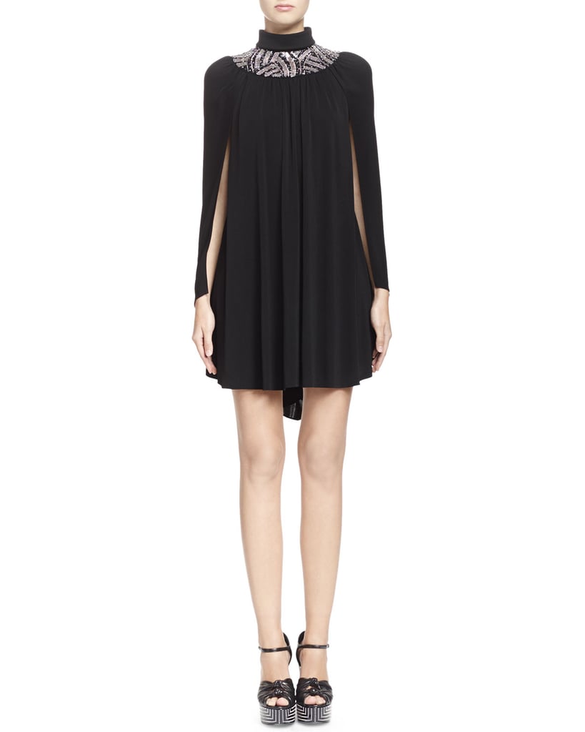Saint Laurent Embroidered-Neck Cape Dress ($3,990)