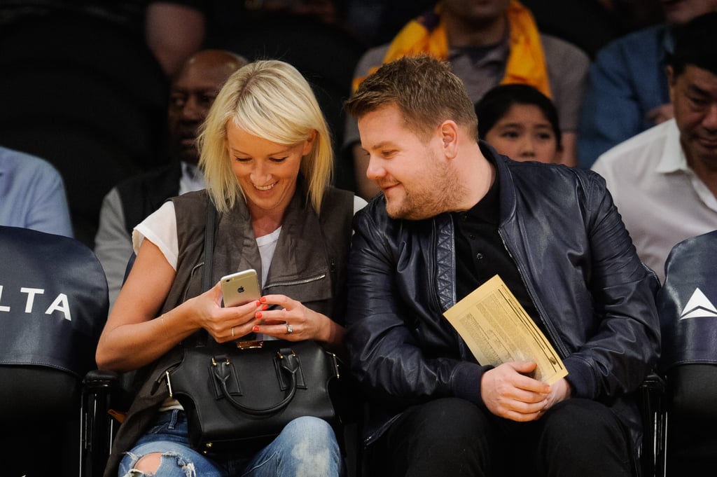 James Corden and Wife Julia Carey at Basketball Game