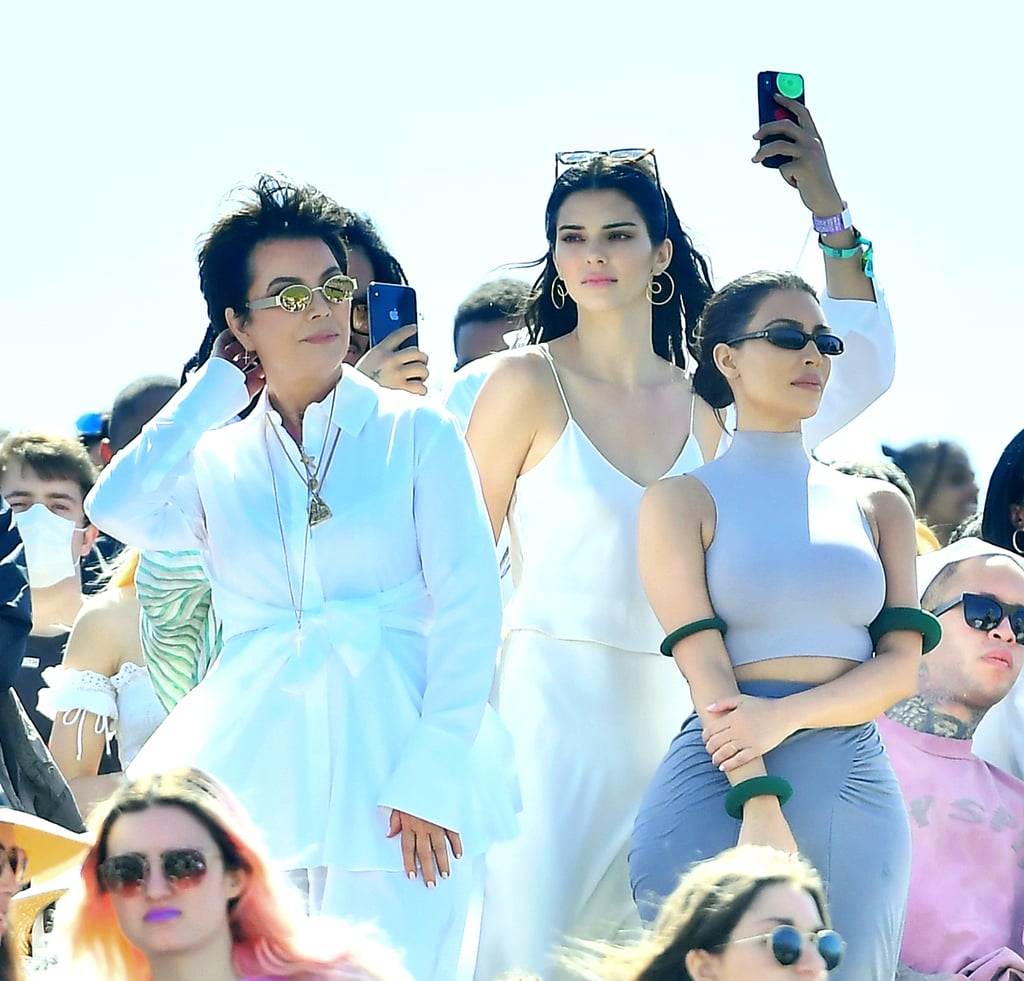 Kris Jenner, Kendall Jenner, and Kim Kardashian at Kanye West's Easter Coachella Service