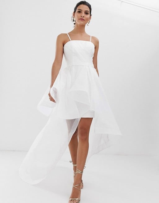 Bariano Bridal Bandeau Organza High-Low Hem Maxi Dress