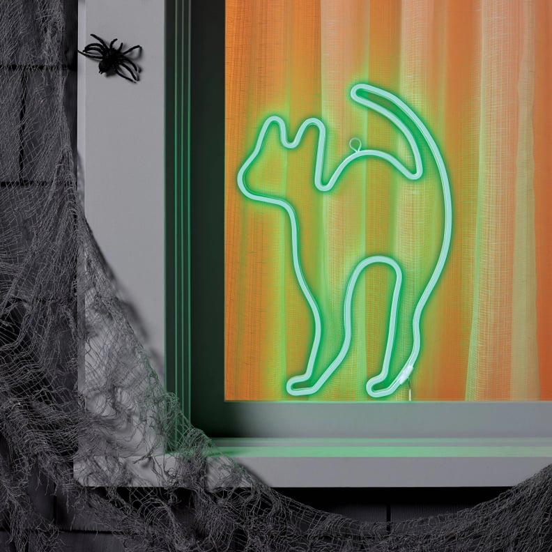 Green LED Neon Cat Halloween Light-Up Decor