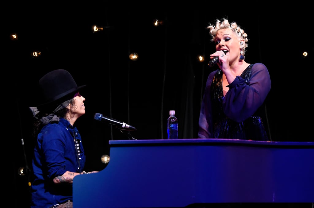 Pink performed with Linda Perry at the Power of Pink event benefiting cancer prevention at the House of Blues in West Hollywood, CA, on Thursday.