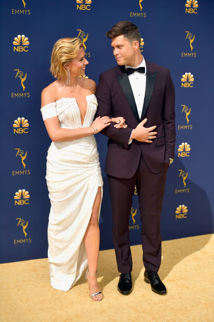 Scarlett Johansson and Colin Jost at the 2018 Emmys