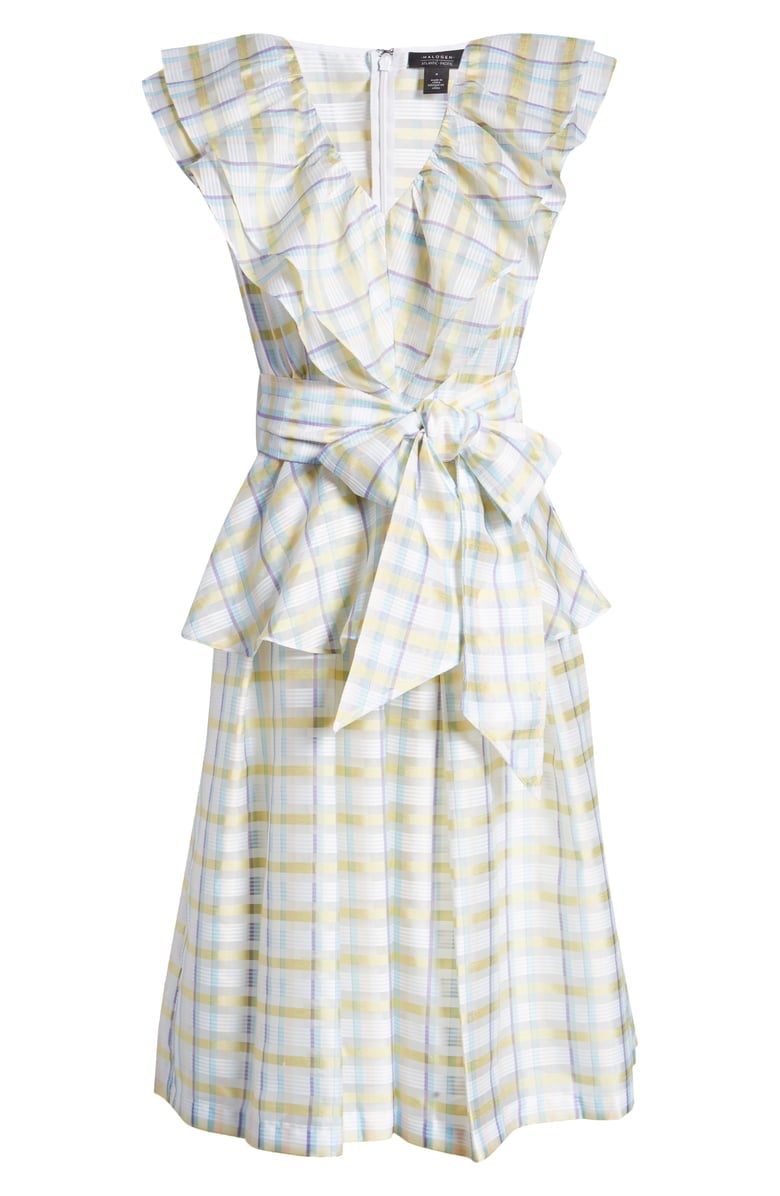 Halogen x Atlantic-Pacific Bow Front Plaid Ruffle Dress