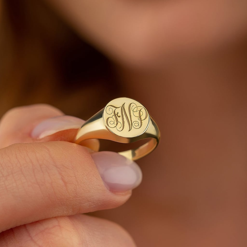 Luxury Dainty Jewelry 3 Monogram Engraved Signet Ring