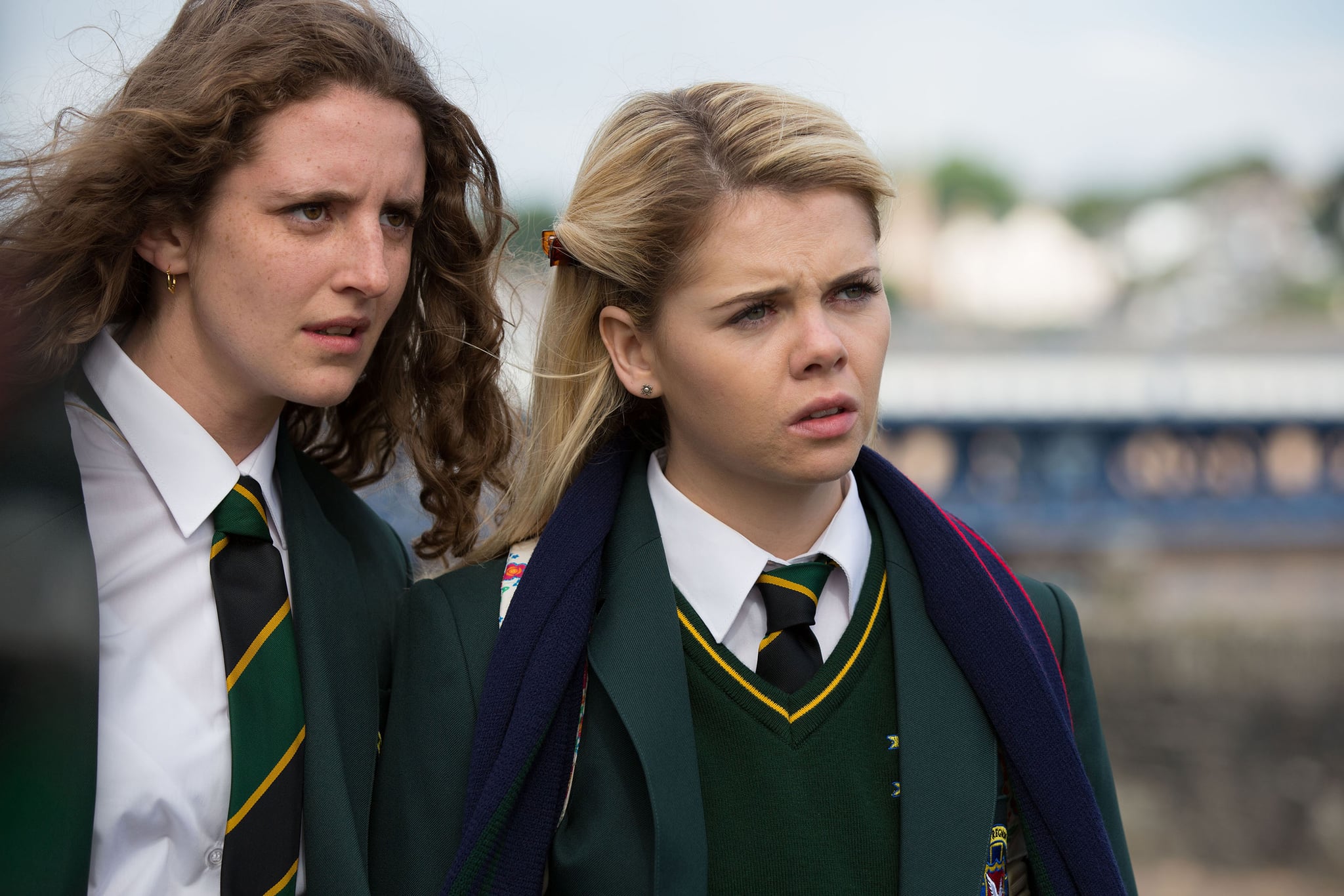 DERRY GIRLS, (from left): Louisa Harland, Saoirse Jackson, (Season 1, ep. 101, aired in UK on Jan. 4, 2018). photo: Jack Barnes / Channel 4 / Courtesy: Everett Collection