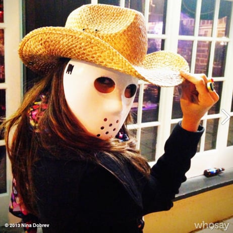 Nina Dobrev got in the spirit with a spooky Halloween mask.
Source: Nina Dobrev on WhoSay