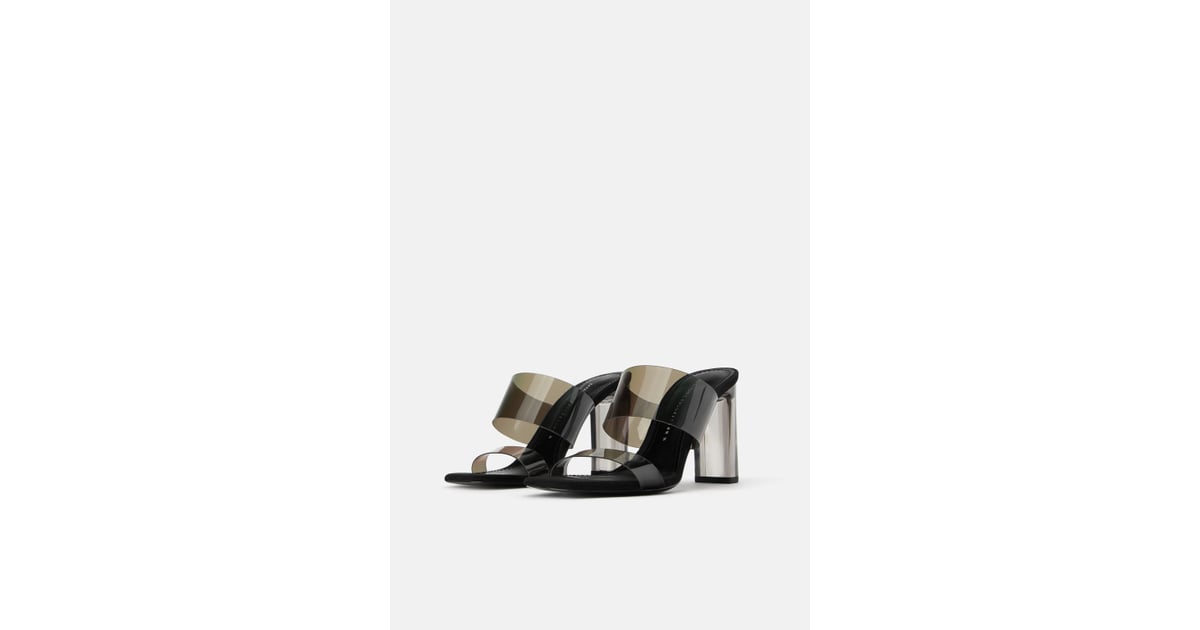 Vinyl sandals with methacrylate clearance heel