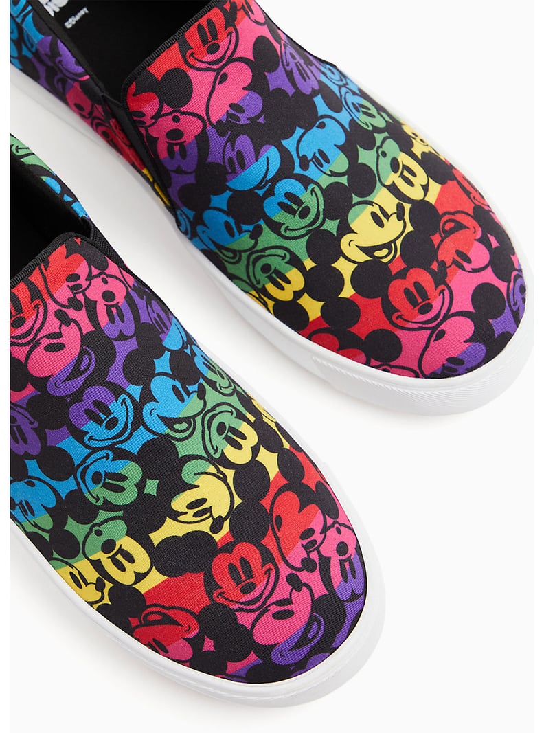 Torrid Disney Mickey Mouse Rainbow Black Canvas Slip-On Sneaker