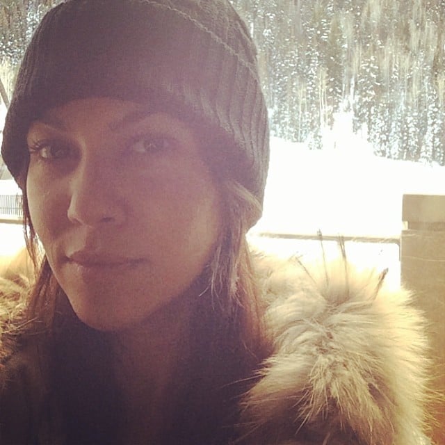 Kourtney Kardashian shared a snowy selfie before hitting the slopes in Aspen with her family.
Source: Instagram user kourtneykardash