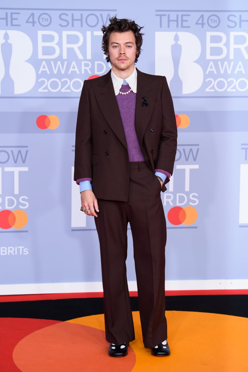 Harry Styles on the 2020 BRIT Awards Red Carpet