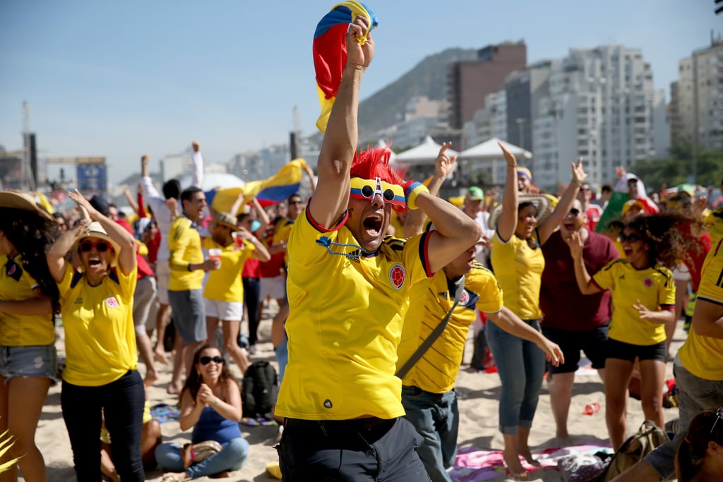 Colombia fans in Rio de Janeiro, Brazil, screamed and cheered when their team scored a goal.