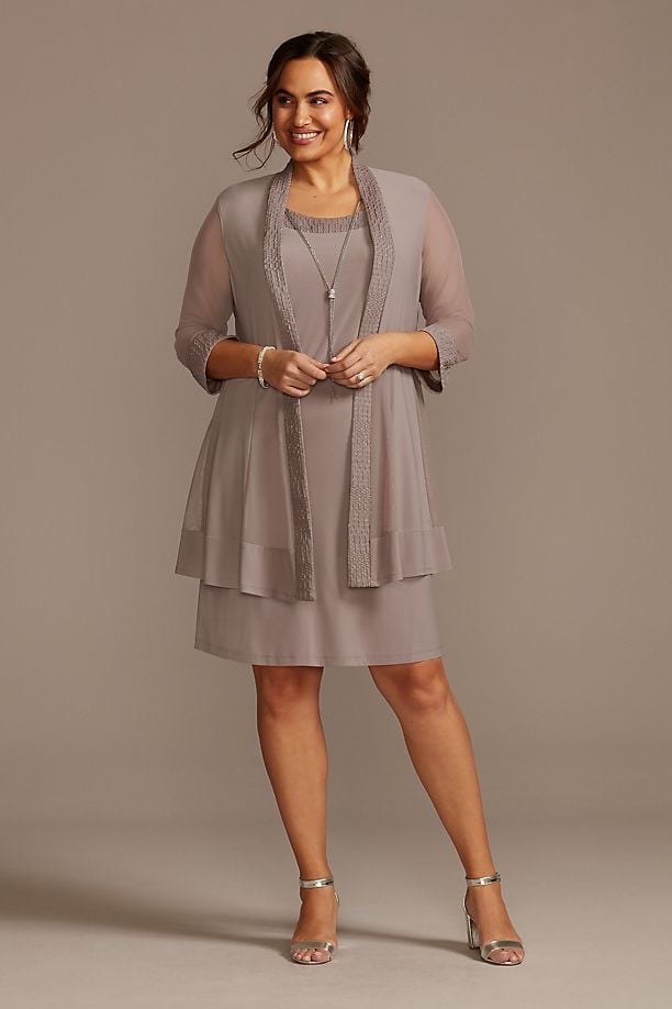 RM Richards Jersey Dress and Sheer Sleeve Jacket Set