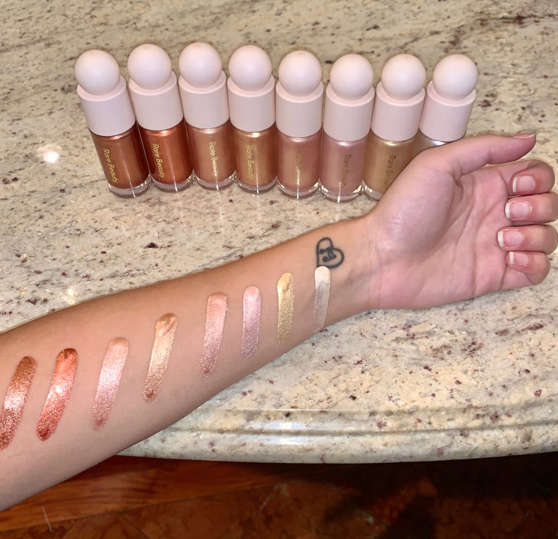 Swatches of Rare Beauty Positive Light Liquid Luminizers