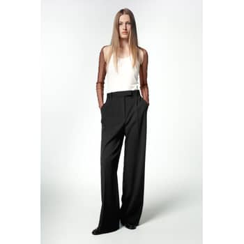 WIDE LEG MENSWEAR PANTS - Black