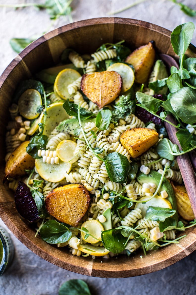 Basil Goat Cheese Pasta Salad