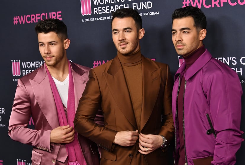 BEVERLY HILLS, CALIFORNIA - FEBRUARY 27: (L-R) Nick Jonas, Kevin Jonas, and Joe Jonas of Jonas Brothers attend The Women's Cancer Research Fund's An Unforgettable Evening 2020 at Beverly Wilshire, A Four Seasons Hotel on February 27, 2020 in Beverly Hills