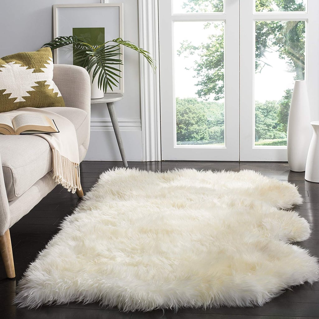 Safavieh Sheepskin Collection SHS211A Genuine Sheepskin Pelt Handmade White Premium Shag Rug