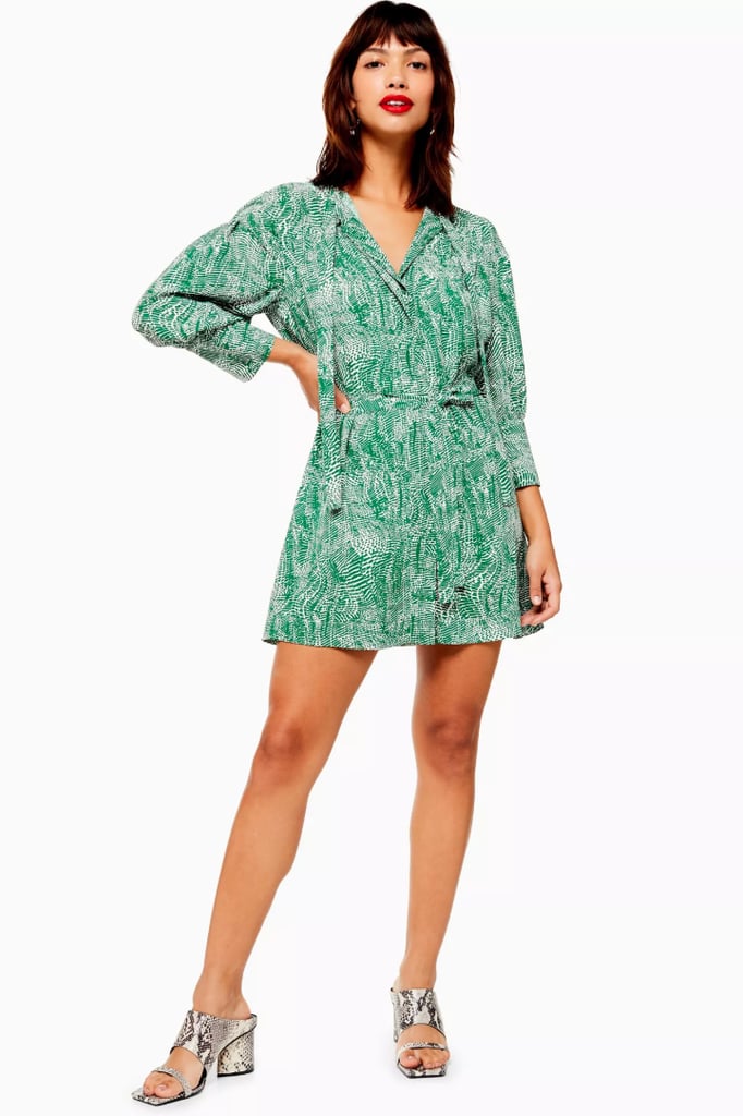 topshop green leopard print dress