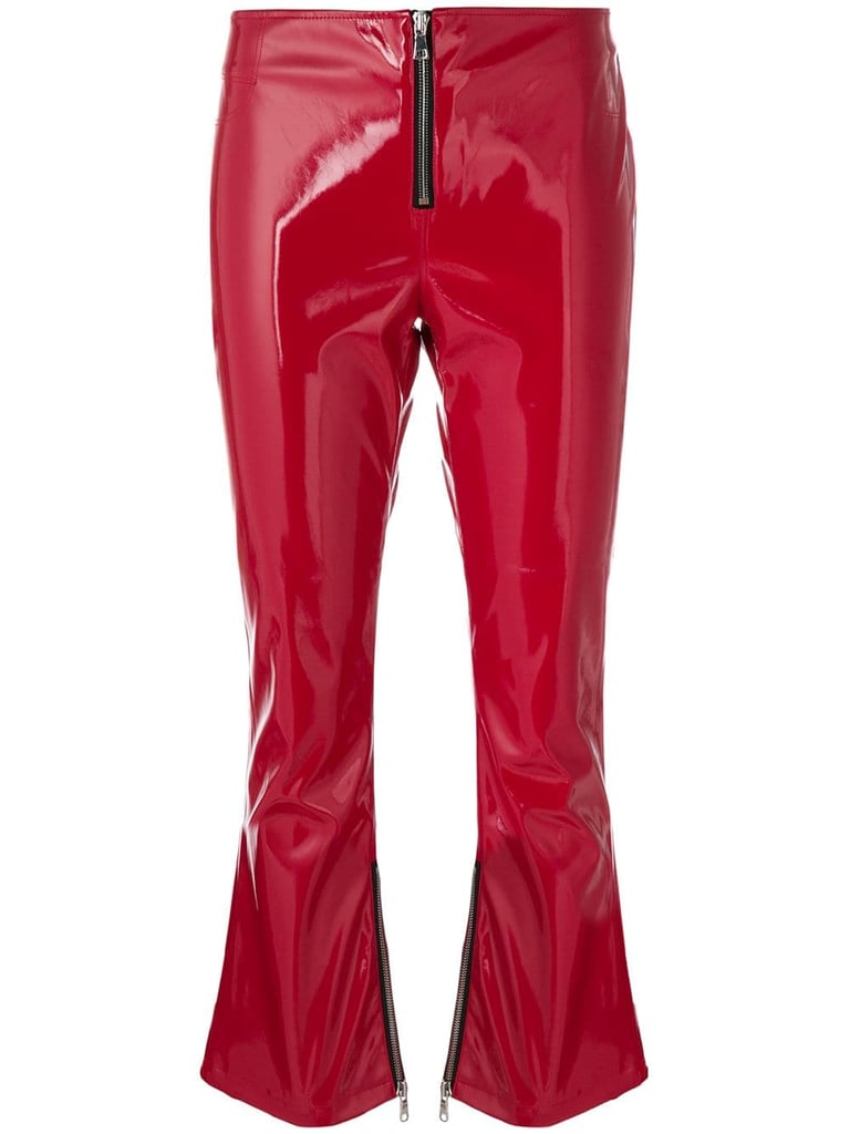 Rta Patent Faux-Leather Cropped Flared Trousers