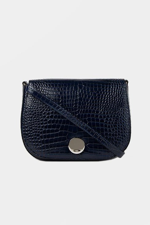 Little Liffner Saddle Medium Glossy Navy ($413).