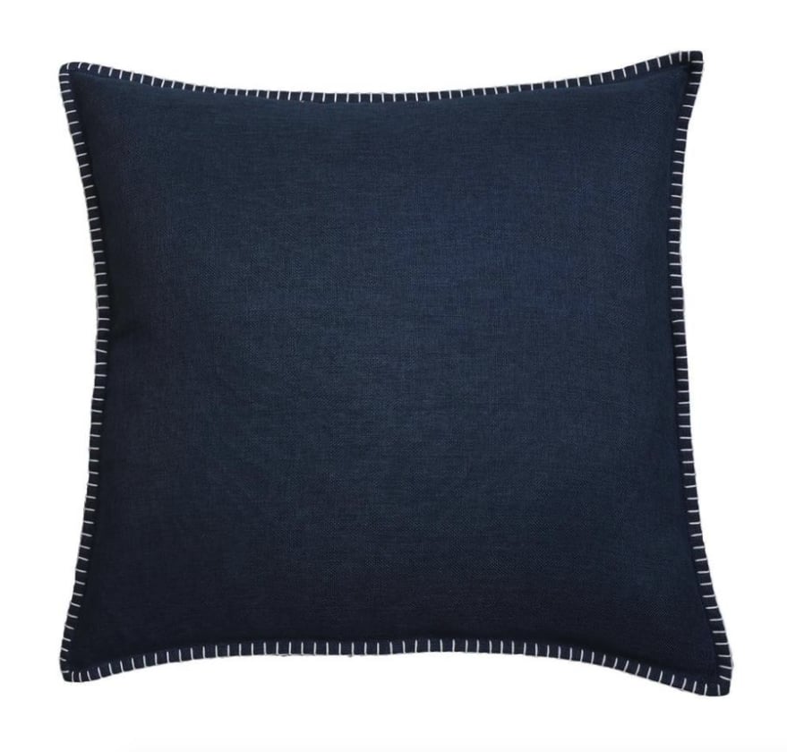 allen + roth Bijou Blue Faux linen Square Indoor Decorative Pillow