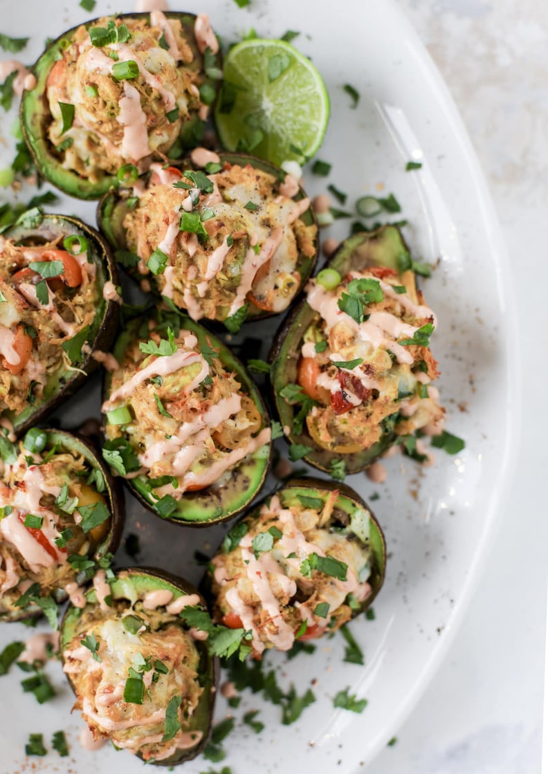 Cheesy Chicken Baked Avocados