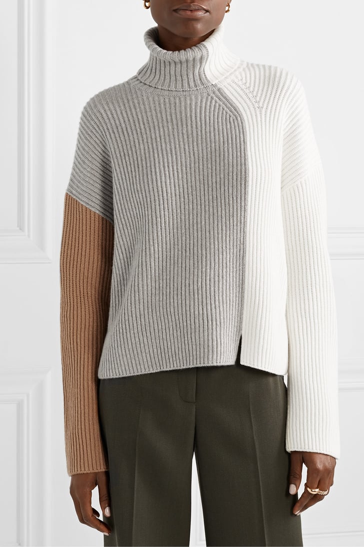 Loro Piana Color-Block Ribbed Cashmere Turtleneck Sweater | Fall ...