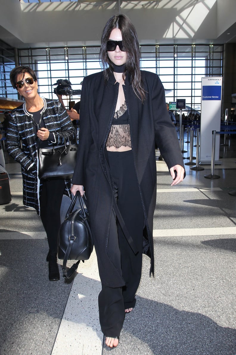 Kendall Jenner Black Baggy Sweatpants Airport Style Summer 2020